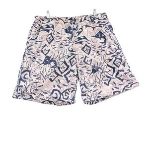Columbia PFG Swim Shorts Mens XL Trunks Blue Pink Marlin Beach Tropical Swimwear